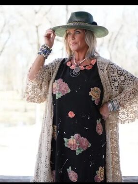 JG3 Midnight Walks Dress- Black Floral Dress with Pink & Green Floral